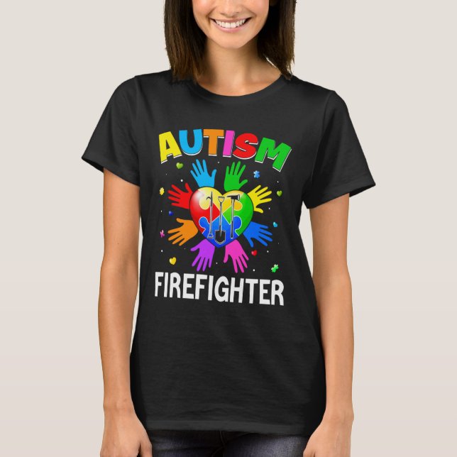Camiseta Legal Bombeiro Autismo Sensibilização Heart Quebra (Frente)