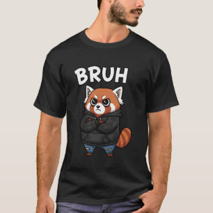 Camiseta Legal Bruh Panda Vermelho Desenho Animado Engraçad