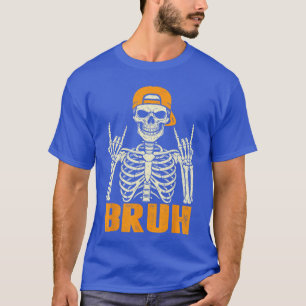 Camiseta Legal Bruh Rocker Esqueleto Halloween Punk Rock Ho