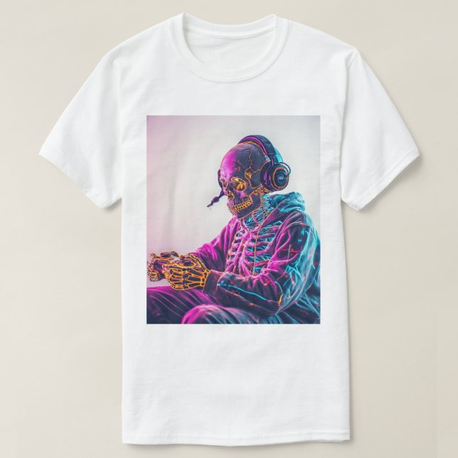 Camiseta "Legal Camisa-T do Esqueleto Gamer - Crânio Engraç (Frente do Design)
