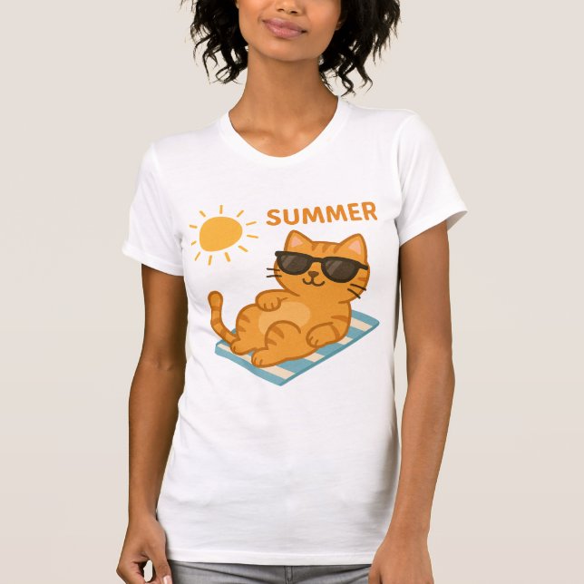 Camiseta Legal Cat Summer Vibes T-Shirt - Gato de Cartoon B (Frente)