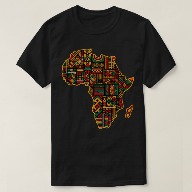 Camiseta Legal Colorir África Mapa de Homens Mulheres Kente (Frente do Design)