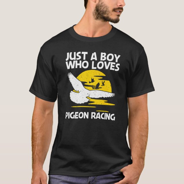 Camiseta Legal Corrida De Pombo Para Meninos Homing Pigeon  (Frente)