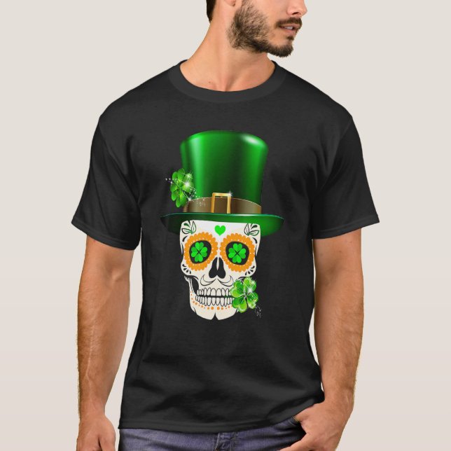 Camiseta Legal crânio de açúcar Saint Patrick's Day Shamroc (Frente)