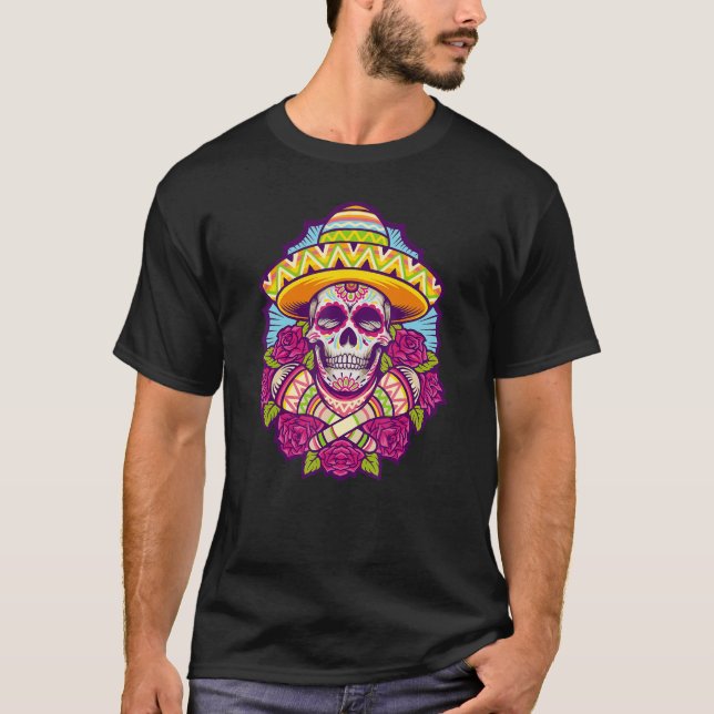 Camiseta Legal crânio Sombrero Dia De Los Muertos (Frente)
