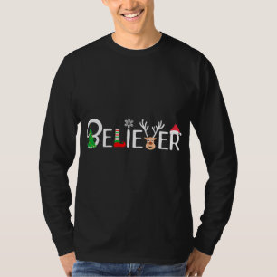 Camiseta Legal Crença do Natal. Reindeer, Elf e Sant