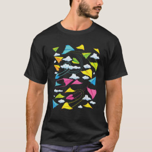 Camiseta Legal Crianças Coloridas Avião de Papel Engraçado 