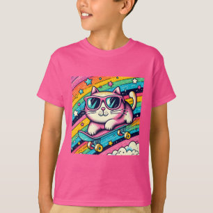 Camiseta Legal desenho de gata de desenho no quadro Crian