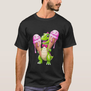 Camiseta Legal Dino com Sorvete - T-Shirt de Cartoon