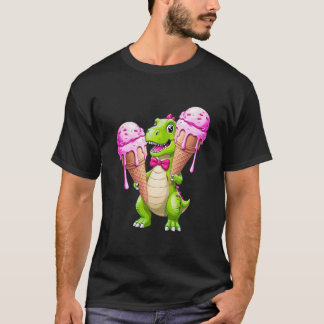 Camiseta Legal Dino com Sorvete - T-Shirt de Cartoon
