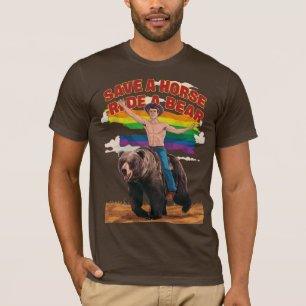 Camiseta Legal Divertido Salve um Cavalo Monte um Urso Orgu