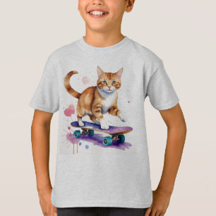 Camiseta Legal e divertido Gato Skate Humor Animal