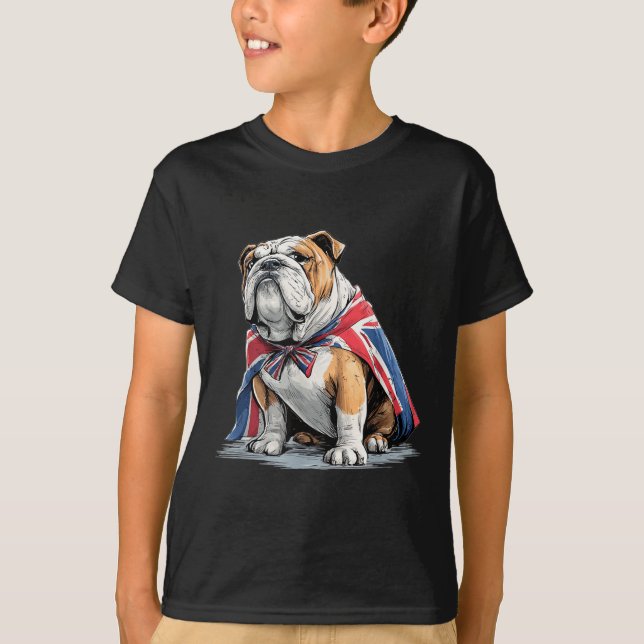 Camiseta Legal fantasia de Bulldog em cores britânicas (Frente)