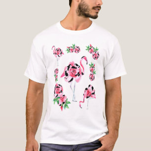Camiseta Legal Floral Verão Rosa Flamingo Novelty Gráfico C