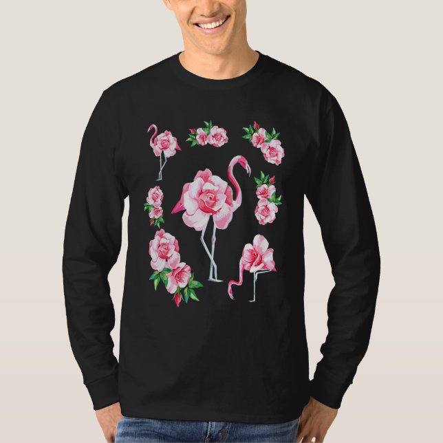 Camiseta Legal Floral Verão Rosa Flamingo Novelty Gráfico C (Frente)