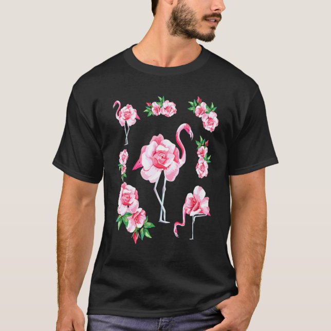 Camiseta Legal Floral Verão Rosa Flamingo Novelty Gráfico C (Frente)