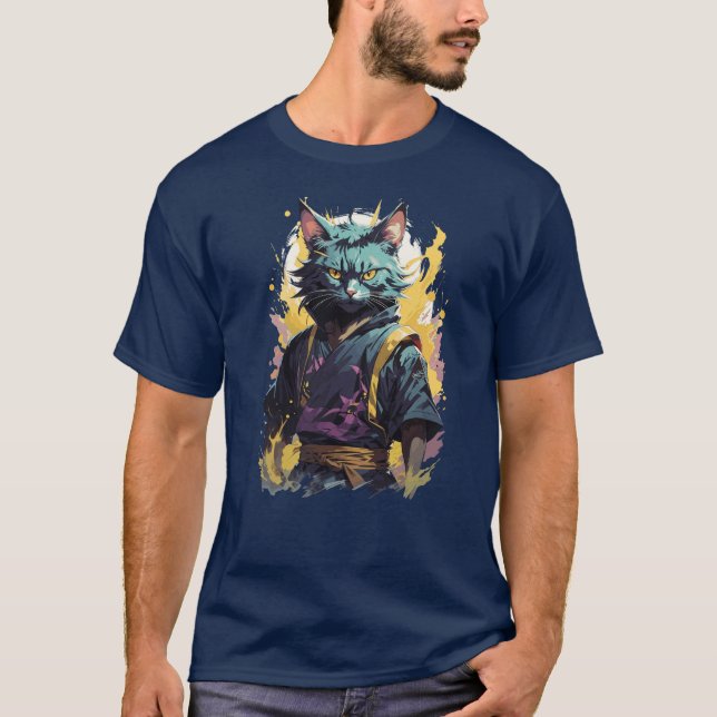 Camiseta Legal fogo Cinza Ninja Cat Warrior (Frente)
