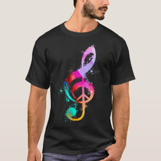 Camiseta Legal G Clef Musical Note Sinal de Paz Hippie 60s