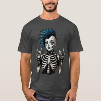 Camiseta Legal Garota Skeleton Punk Rock Gótico Raparigas