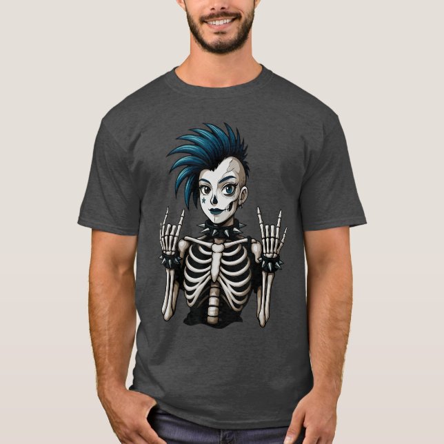 Camiseta Legal Garota Skeleton Punk Rock Gótico Raparigas (Frente)