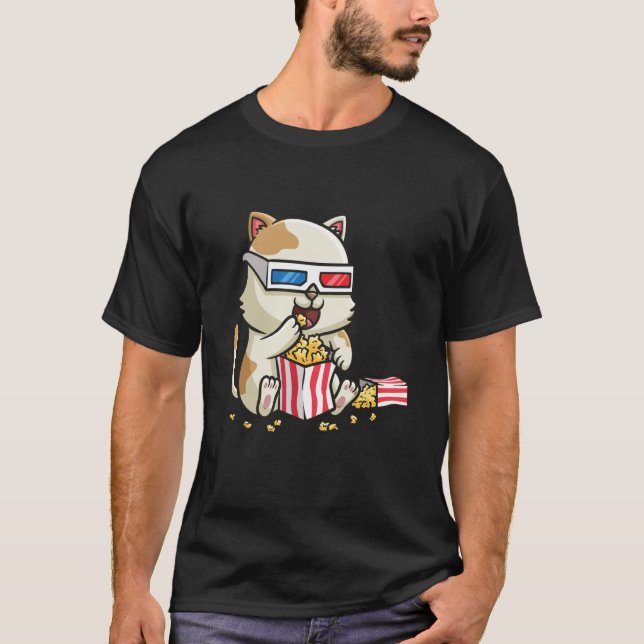 Camiseta Legal gatinho a apreciar pipoca doce no cinema em  (Frente)