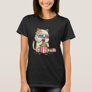 Camiseta Legal gatinho a apreciar pipoca doce no cinema em