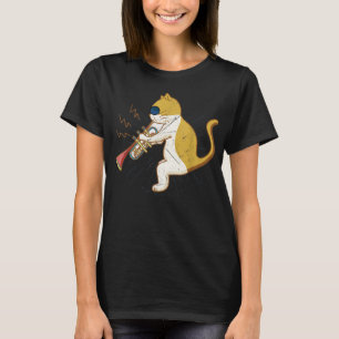 Camiseta Legal Gato A Tocar O Hipster Hippy Clarinet Design