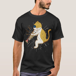 Camiseta Legal Gato A Tocar O Hipster Hippy Clarinet Design