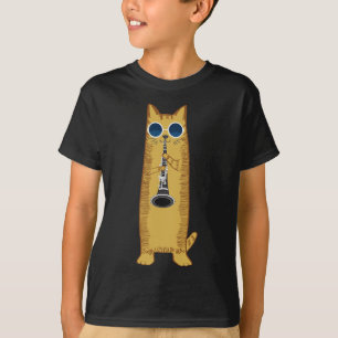 Camiseta Legal Gato A Tocar O Hipster Hippy Clarinet Design