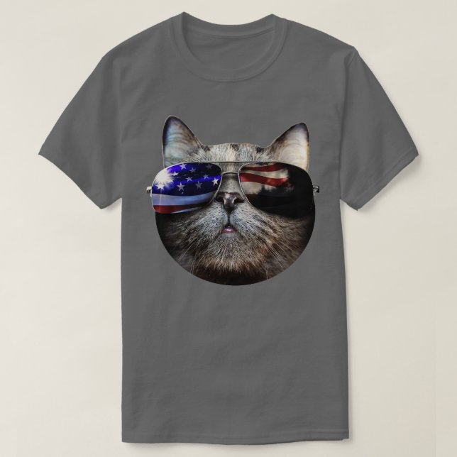 Camiseta Legal Gato Americano com Óculos Solares (Frente do Design)
