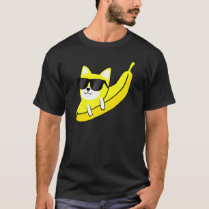 Camiseta Legal Gato De Banana Com Óculos De Sol De Banana F