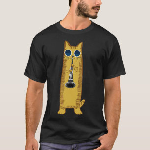 Camiseta Legal Gato De Hippy Com Óculos De Sol Tocando Clar