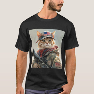 Camiseta Legal Gato de MAGA com Arma e Camuflagem AMÉRICA F