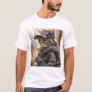 Camiseta Legal Gato de MAGA com Arma e Camuflagem AMÉRICA F