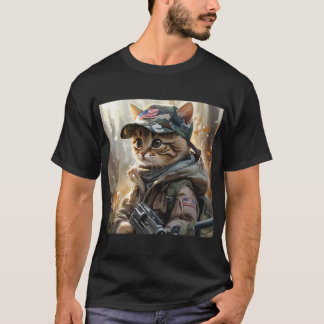 Camiseta Legal Gato de MAGA com Arma e Camuflagem AMÉRICA F