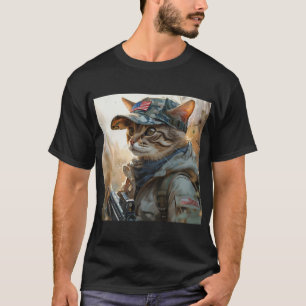 Camiseta Legal Gato de MAGA com Arma e Camuflagem AMÉRICA F