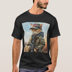 Camiseta Legal Gato de MAGA com Arma e Camuflagem AMÉRICA F