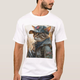 Camiseta Legal Gato de MAGA com Arma e Camuflagem AMÉRICA F