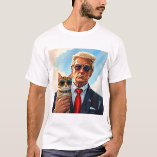Camiseta Legal Gato de MAGA TRUMP Segurando óculos de sol b