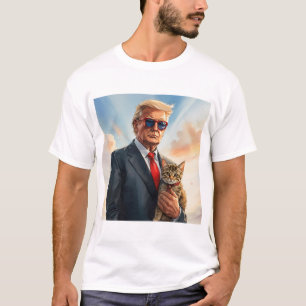 Camiseta Legal Gato de MAGA TRUMP Segurando óculos de sol b