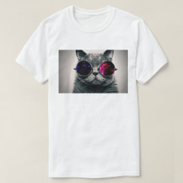 Camiseta Legal Gato Espacial com Óculos Telescópios Via Lát