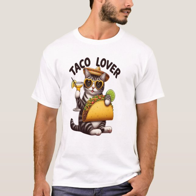 Camiseta Legal gato gostando do taco terça-feira (Frente)