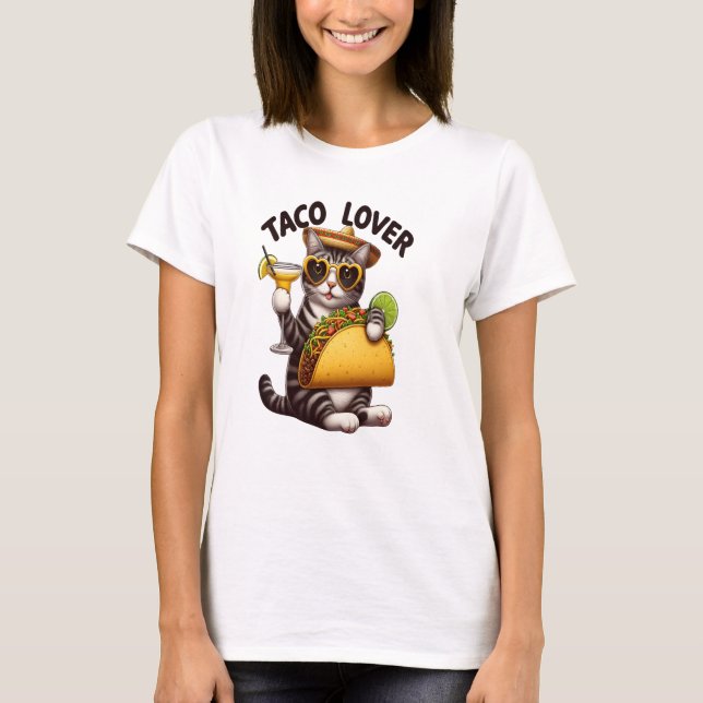 Camiseta Legal gato gostando do taco terça-feira (Frente)