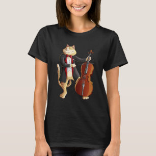 Camiseta Legal Gato Jogando Cello Funny Kitten Instrumento