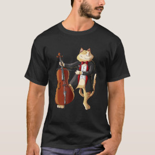 Camiseta Legal Gato Jogando Cello Funny Kitten Instrumento 