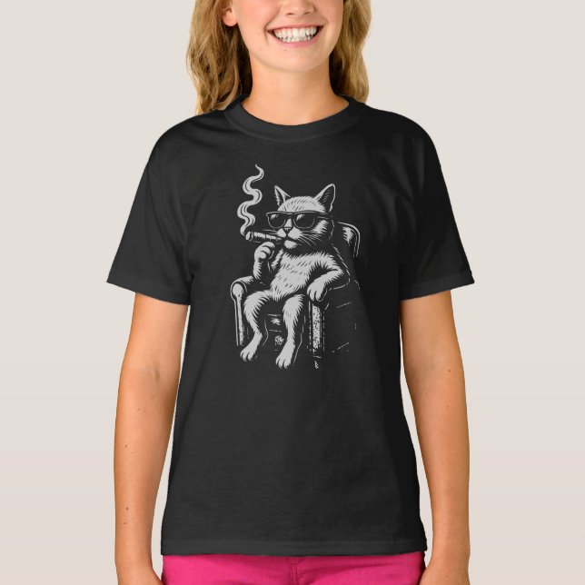 Camiseta Legal Gato Lounger com Charuto (Frente)