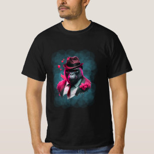 Camiseta Legal gorila com chapéu e corações T-Shirt