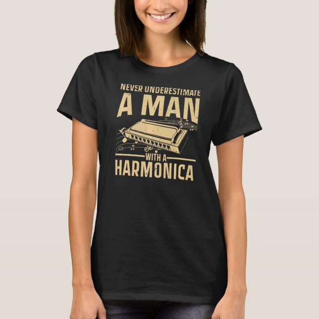 Camiseta Legal Harmonica Para Homens, Harmonica Player Inst (Frente)