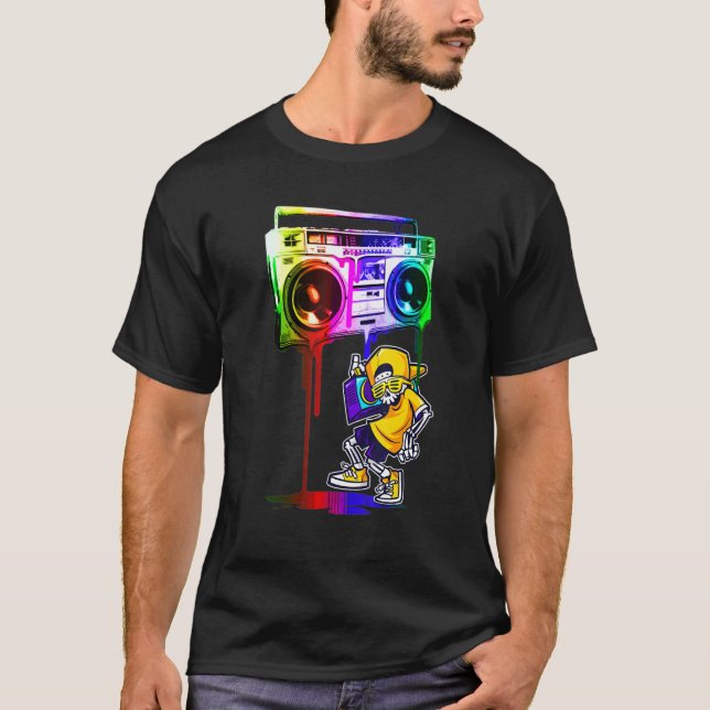 Camiseta Legal Hip Hop Música Cónica Skull Boombox Engraçad (Frente)