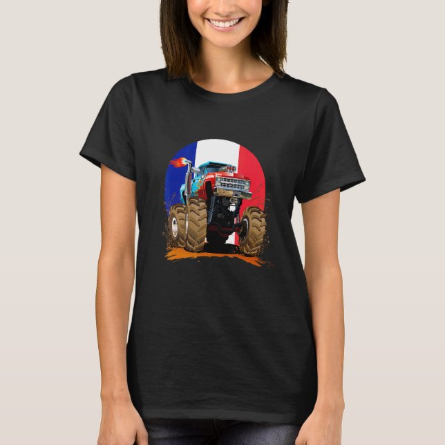 Camiseta Legal Ilustração Monster Mud Truck Com France Fl (Frente)